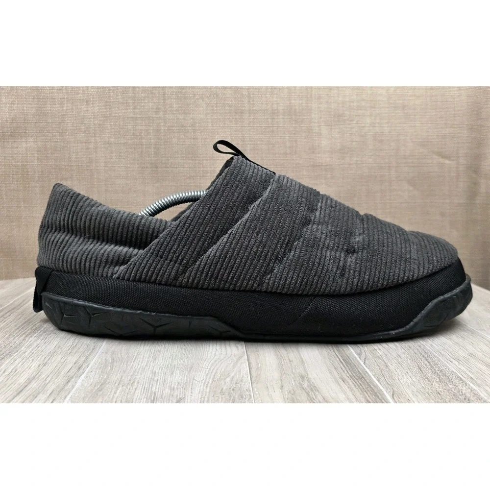 The North Face Mens Grey Black Nuptse  Mule Corduroy Goose Down Slippers Size 12